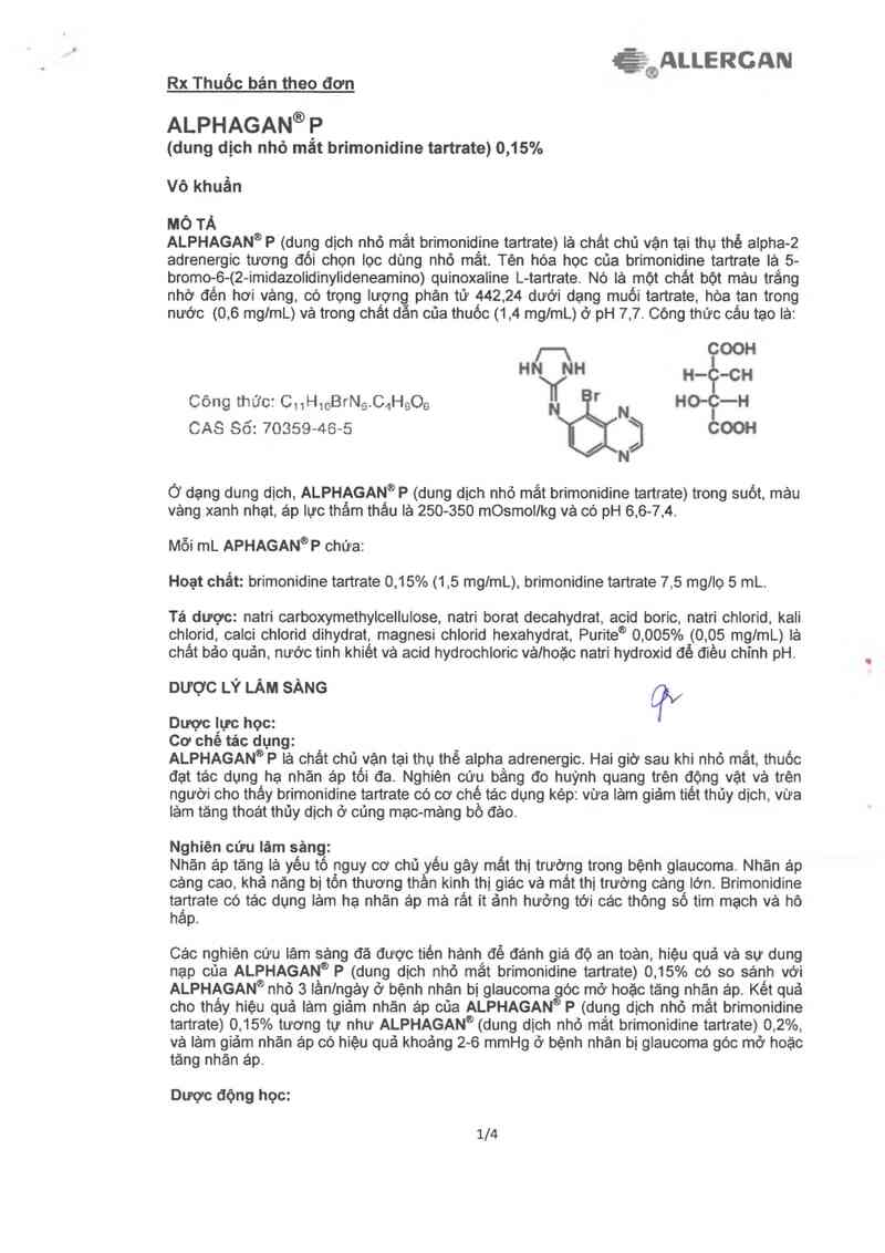 thông tin, cách dùng, giá thuốc Alphagan P - ảnh 2