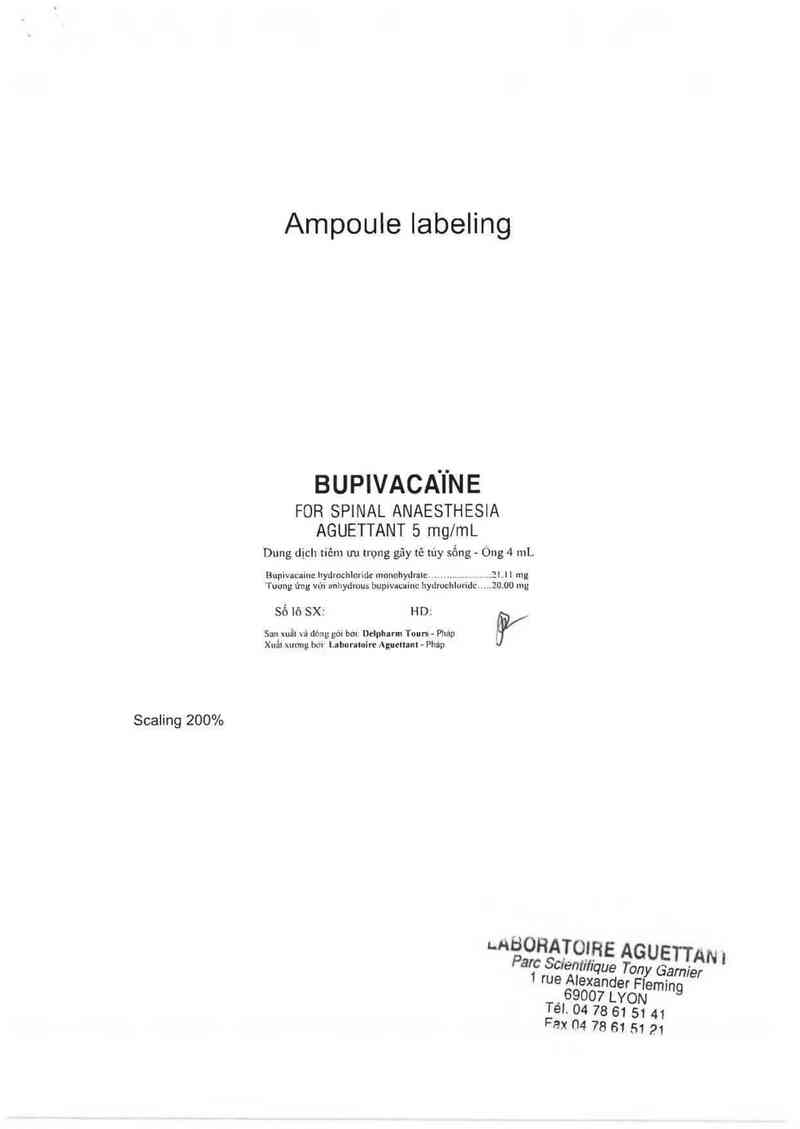 thông tin, cách dùng, giá thuốc Bupivacaine for spinal anaesthesia Aguettant 5mg/ml - ảnh 2