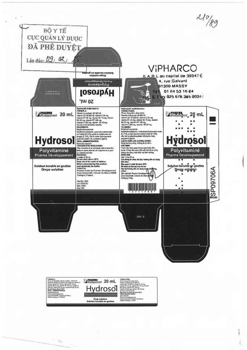 thông tin, cách dùng, giá thuốc Hydrosol Polyvitamine Pharma Developpement - ảnh 0