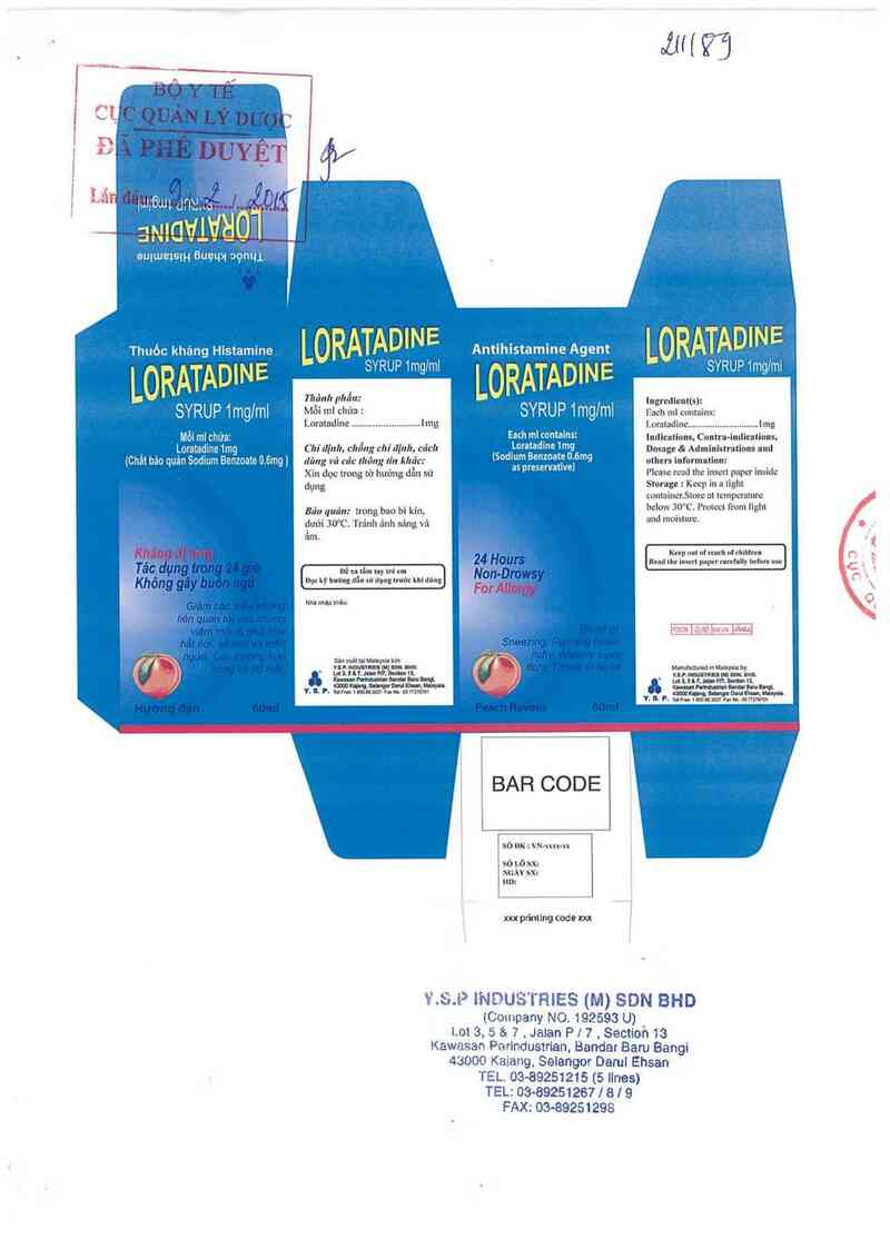 thông tin, cách dùng, giá thuốc Loratadine Syrup 1mg/ml - ảnh 0