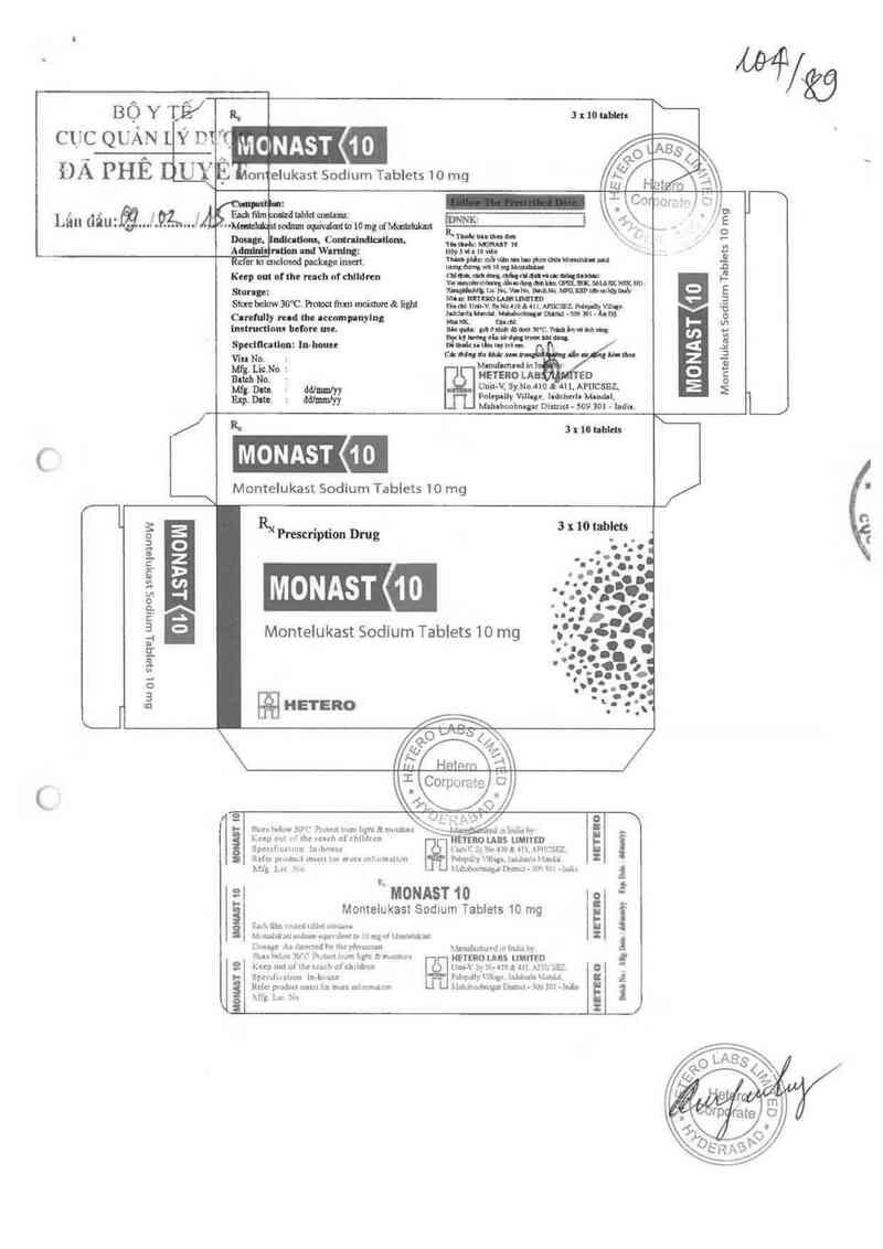 thông tin, cách dùng, giá thuốc Monast 10 - ảnh 0