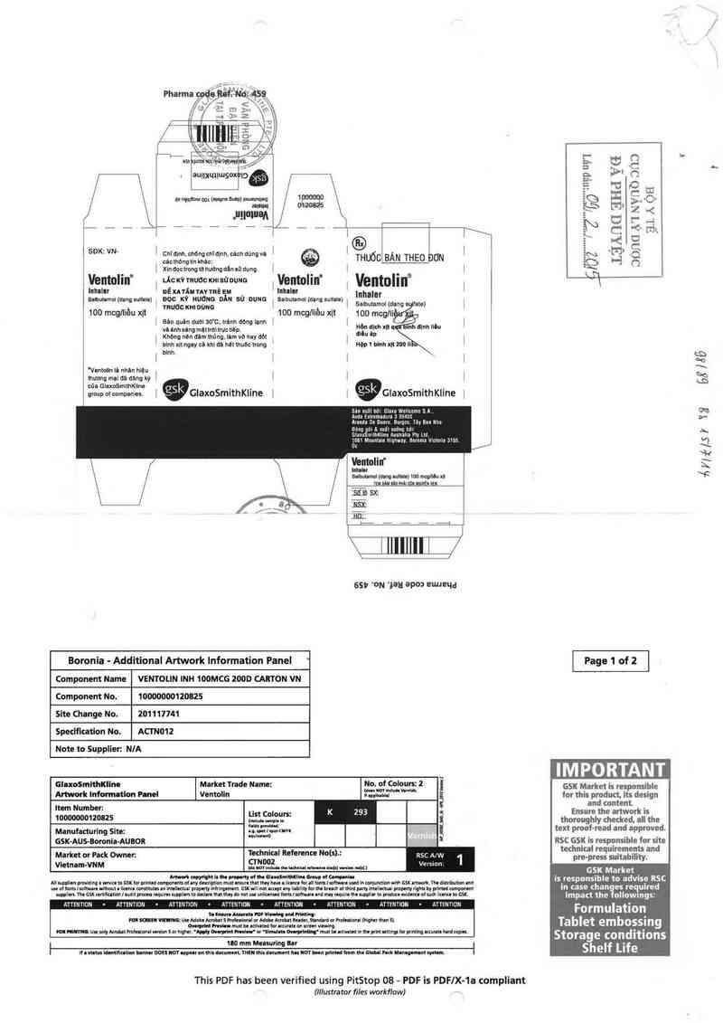 thông tin, cách dùng, giá thuốc Ventolin Inhaler (CS đóng gói thứ cấp, xuất xưởng: GlaxoSmithKline Australia Pty. Ltd, địa chỉ: 1061 Mountain Highway, Boronia, 3155 Victoria, Australia) - ảnh 0