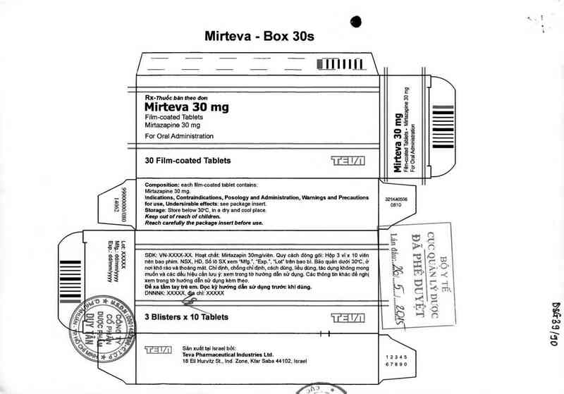 thông tin, cách dùng, giá thuốc Mirteva 30mg - ảnh 0