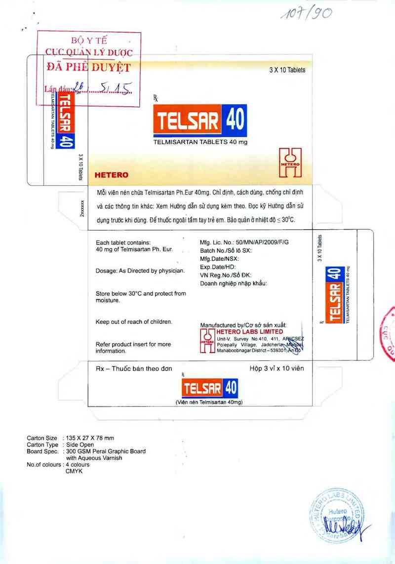 thông tin, cách dùng, giá thuốc Telsar 40 - ảnh 0