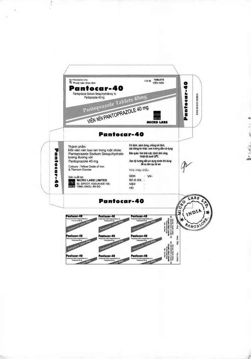 thông tin, cách dùng, giá thuốc Pantocar-40 - ảnh 1