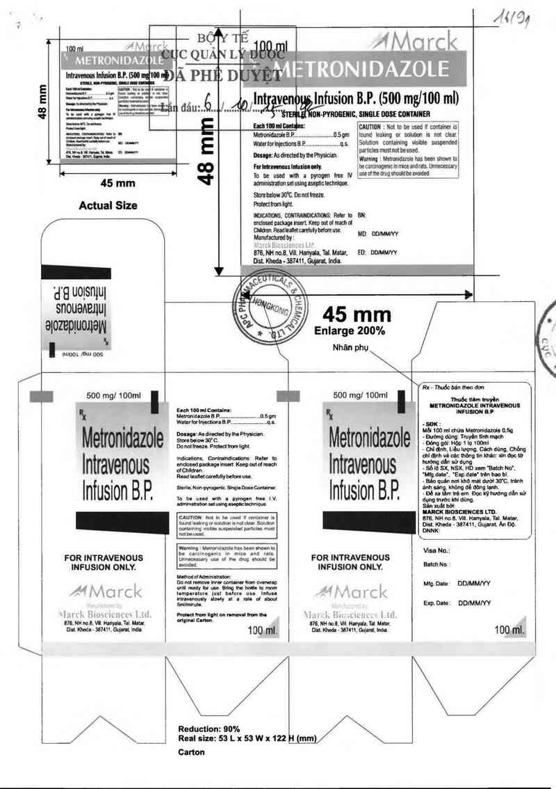 thông tin, cách dùng, giá thuốc Metronidazole Intravenous Infusion B.P (5GM/LT) - ảnh 0