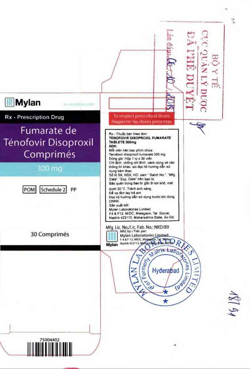 thông tin, cách dùng, giá thuốc Tenofovir Disoproxil Fumarate Tablets 300mg - ảnh 1