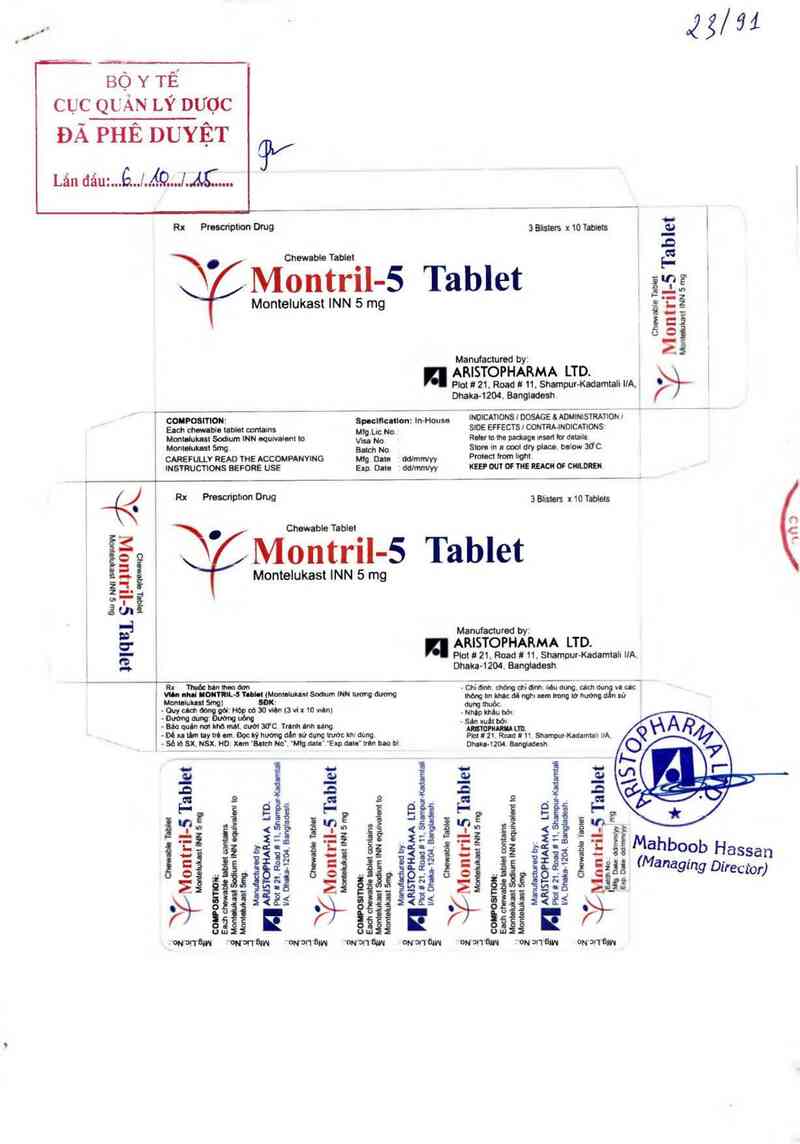 thông tin, cách dùng, giá thuốc Montril-5 tablet - ảnh 0