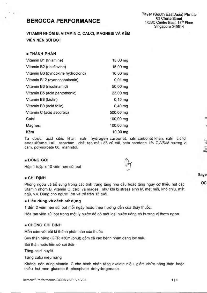 thông tin, cách dùng, giá thuốc Berocca Performance Tropical - ảnh 2
