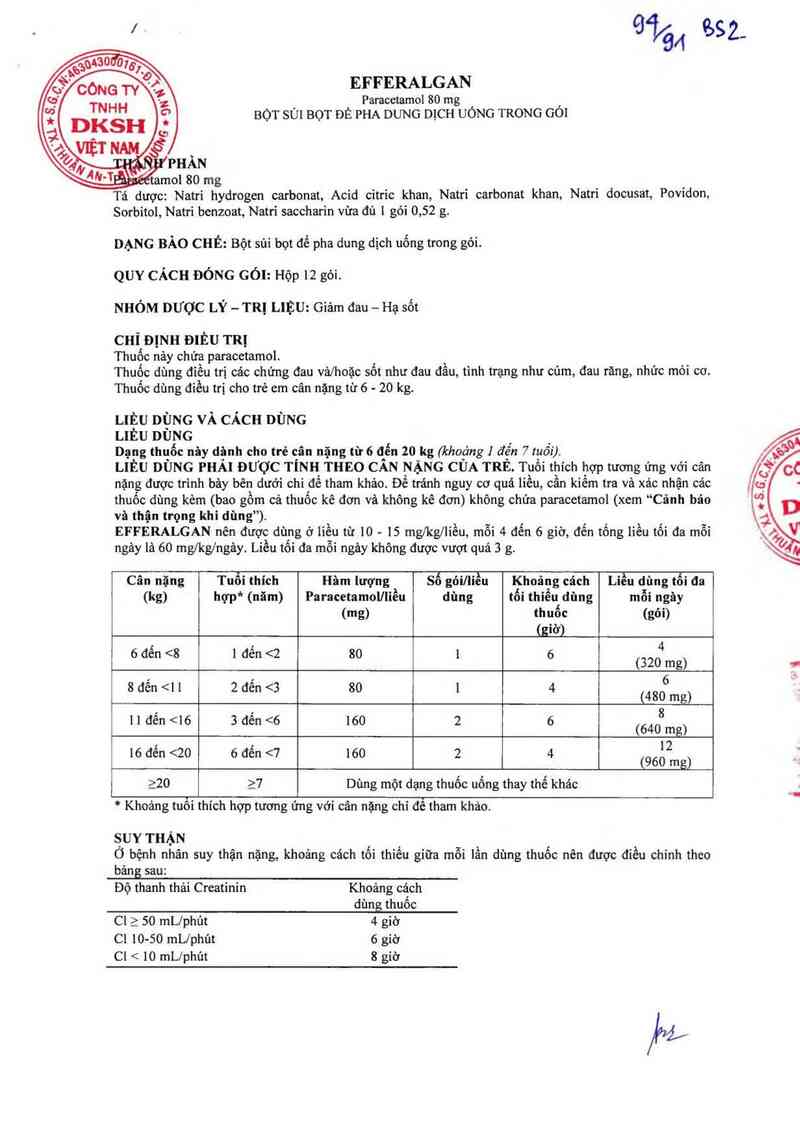 thông tin, cách dùng, giá thuốc Efferalgan - ảnh 2