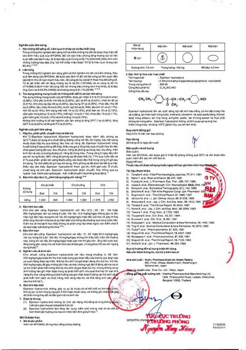 thông tin, cách dùng, giá thuốc Myonal 50mg - ảnh 3