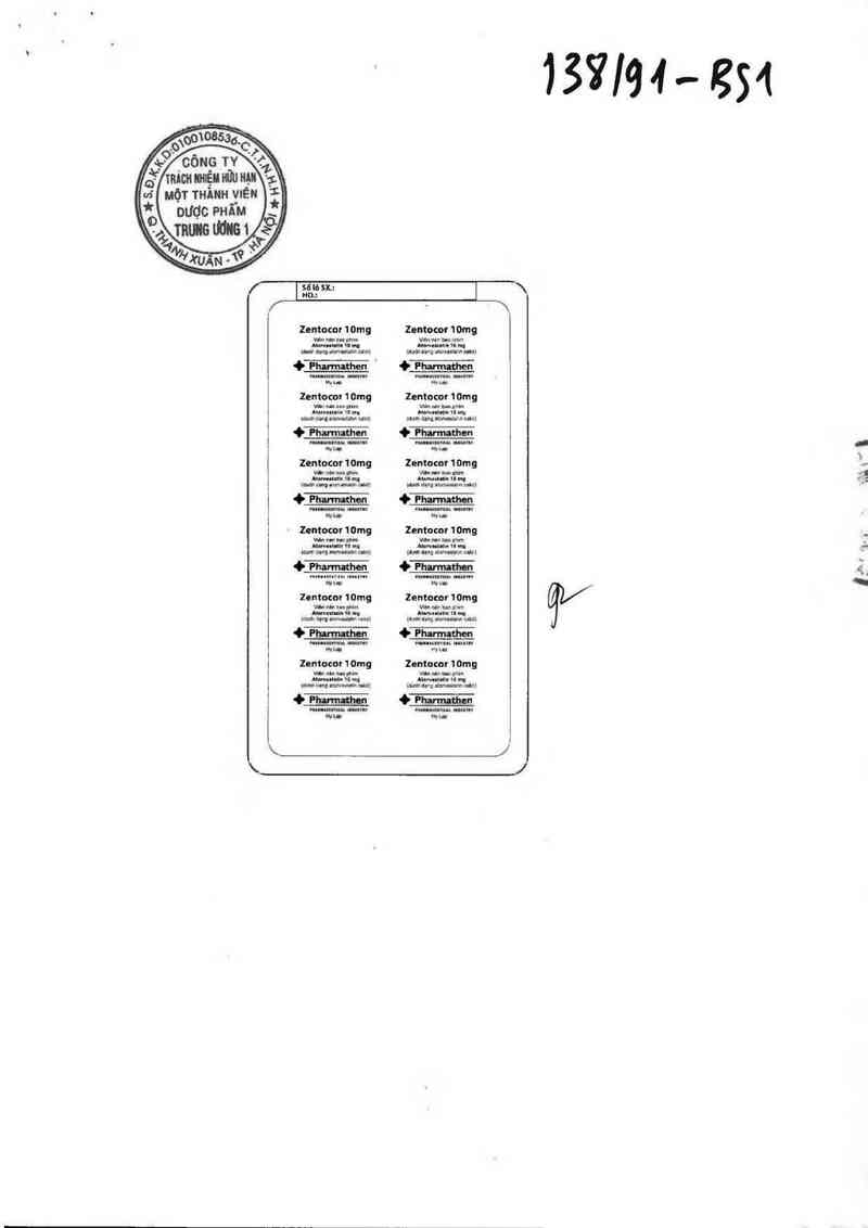 thông tin, cách dùng, giá thuốc Zentocor - ảnh 1