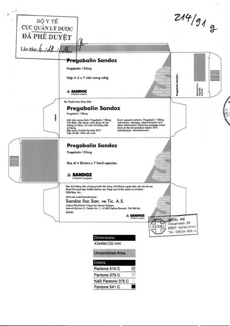 thông tin, cách dùng, giá thuốc Pregabalin Sandoz - ảnh 0