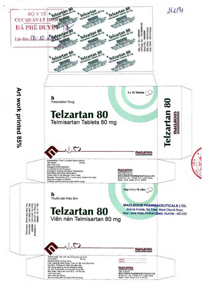 thông tin, cách dùng, giá thuốc Telzartan 80 - ảnh 0