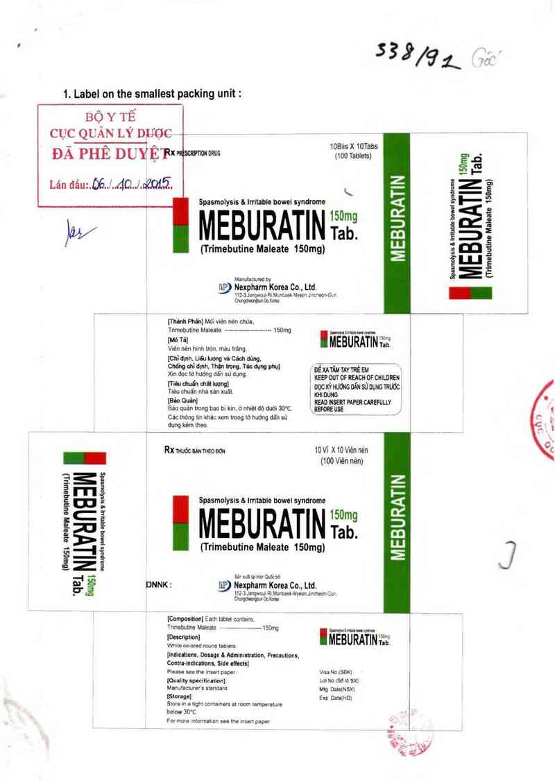 thông tin, cách dùng, giá thuốc Meburatin tablet 150mg - ảnh 0