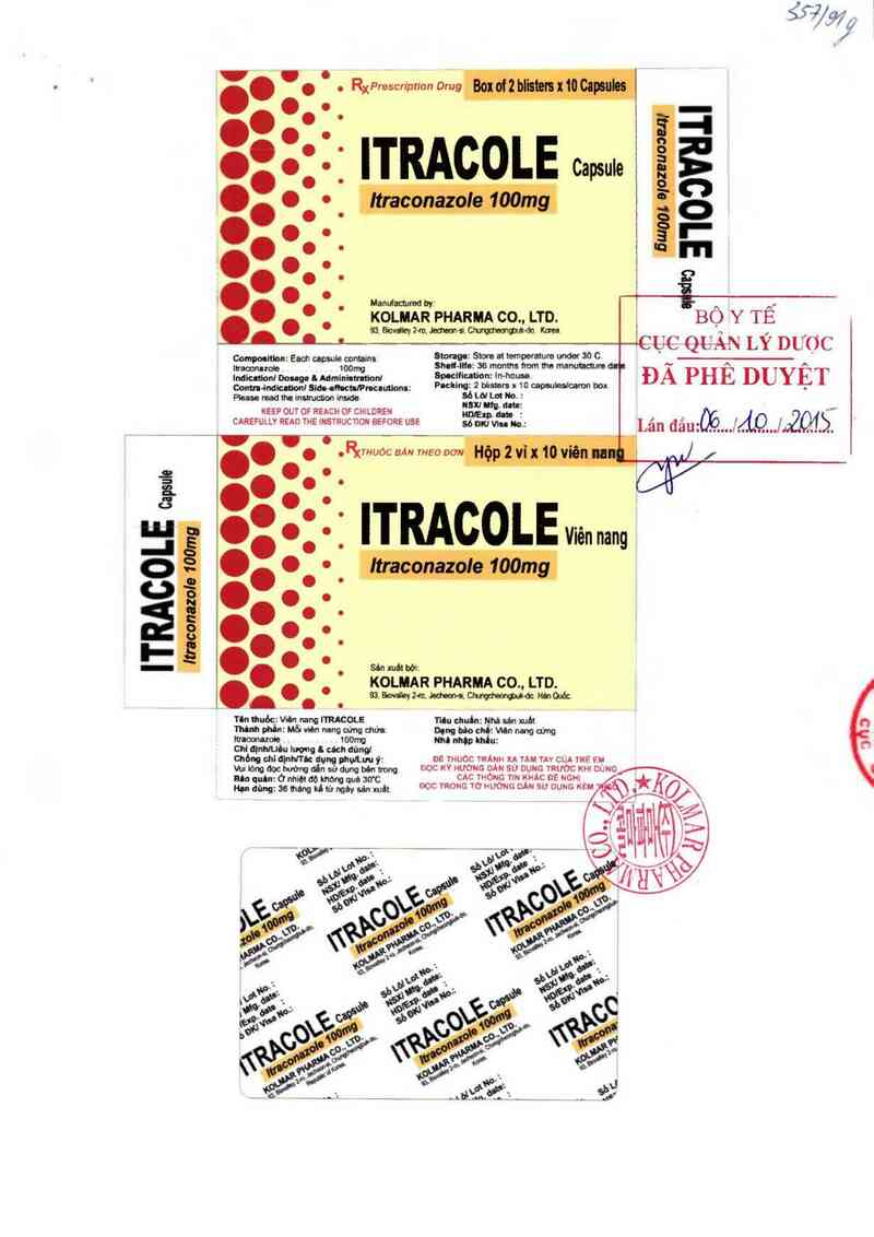 thông tin, cách dùng, giá thuốc Itracole capsule - ảnh 0