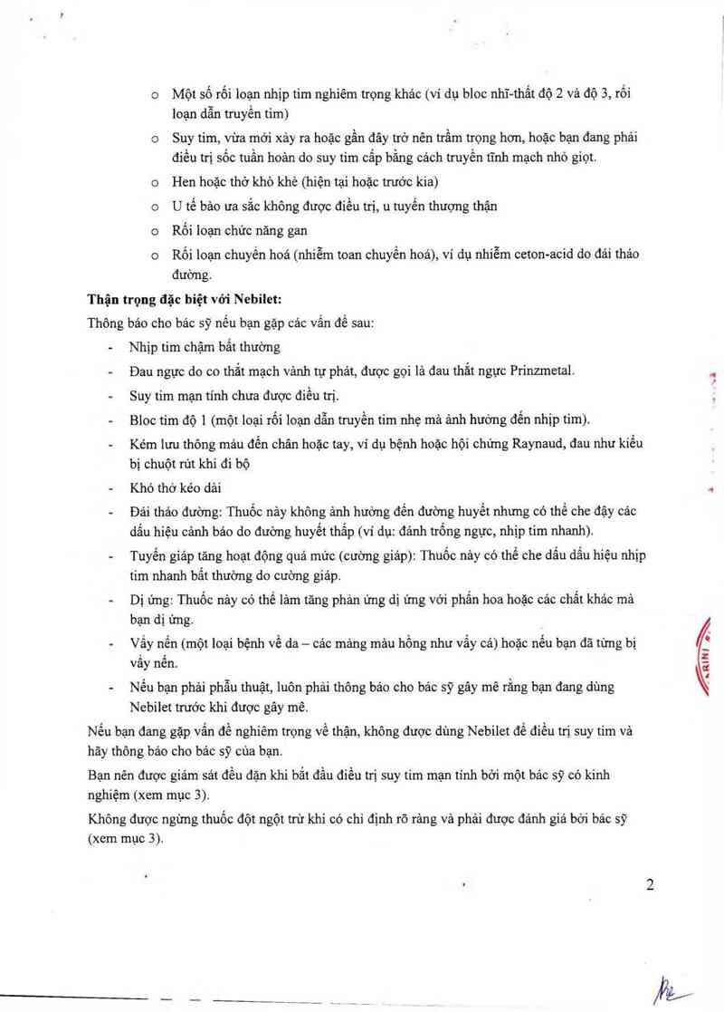 thông tin, cách dùng, giá thuốc Nebilet (Đóng gói và xuất xưởng: Berlin-Chemie AG (Menarini Group); đ/c: Glienicker Weg 125 D-12489 Berlin, Germany) - ảnh 5