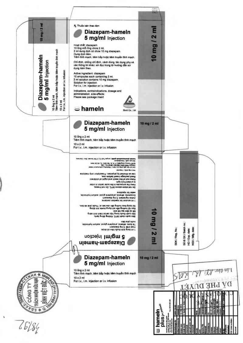 thông tin, cách dùng, giá thuốc Diazepam-Hameln 5mg/ml Injection - ảnh 0