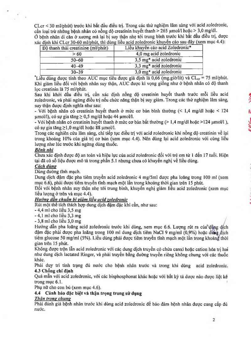 thông tin, cách dùng, giá thuốc Zoledronic acid-hameln 4mg/5ml solution for infusion - ảnh 3