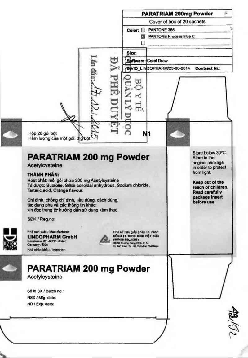 thông tin, cách dùng, giá thuốc Paratriam 200mg Powder - ảnh 1