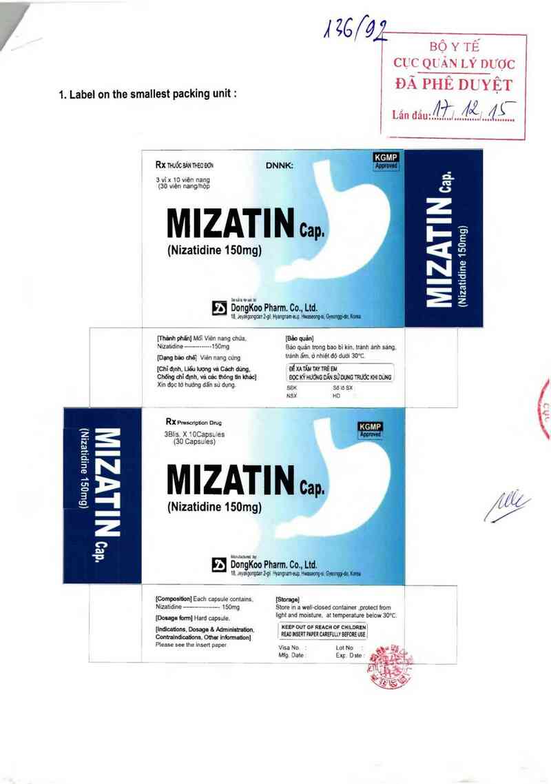 thông tin, cách dùng, giá thuốc Mizatin Capsule - ảnh 0