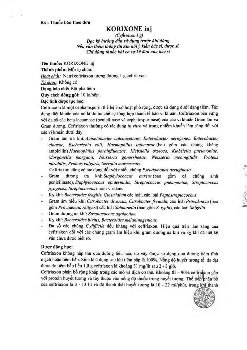 thông tin, cách dùng, giá thuốc Korixone Inj. - ảnh 3