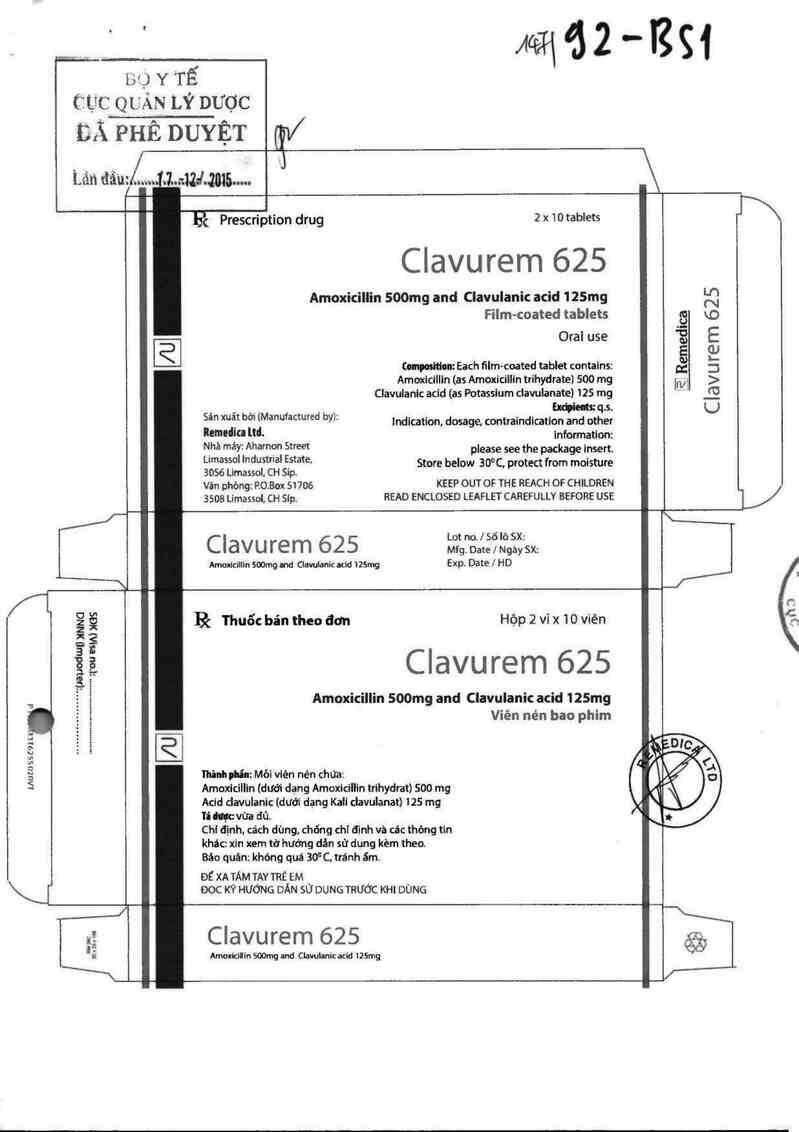 thông tin, cách dùng, giá thuốc Clavurem 625 - ảnh 0