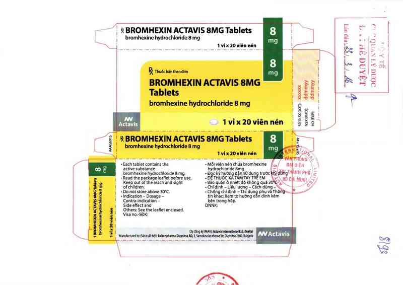 thông tin, cách dùng, giá thuốc Bromhexin Actavis 8mg - ảnh 0