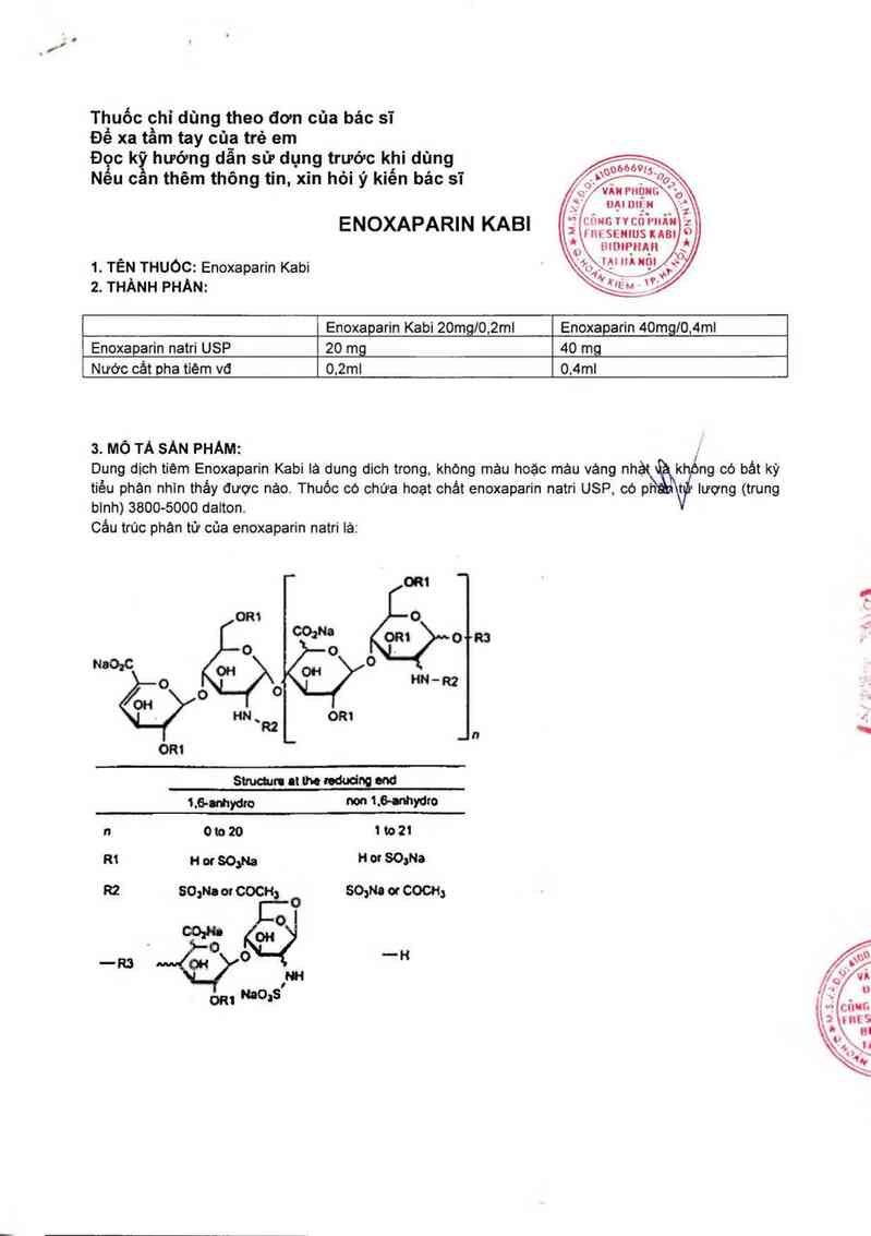 thông tin, cách dùng, giá thuốc Enoxaparin Kabi - ảnh 1