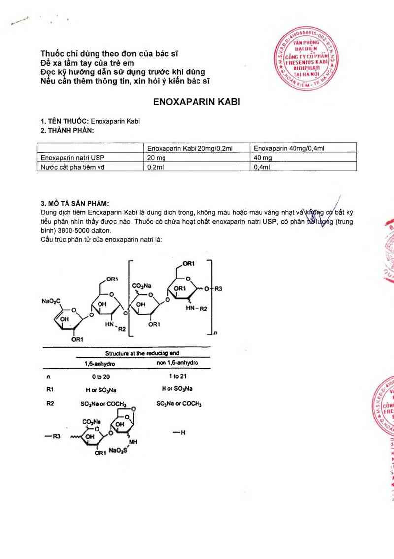 thông tin, cách dùng, giá thuốc Enoxaparin Kabi - ảnh 1