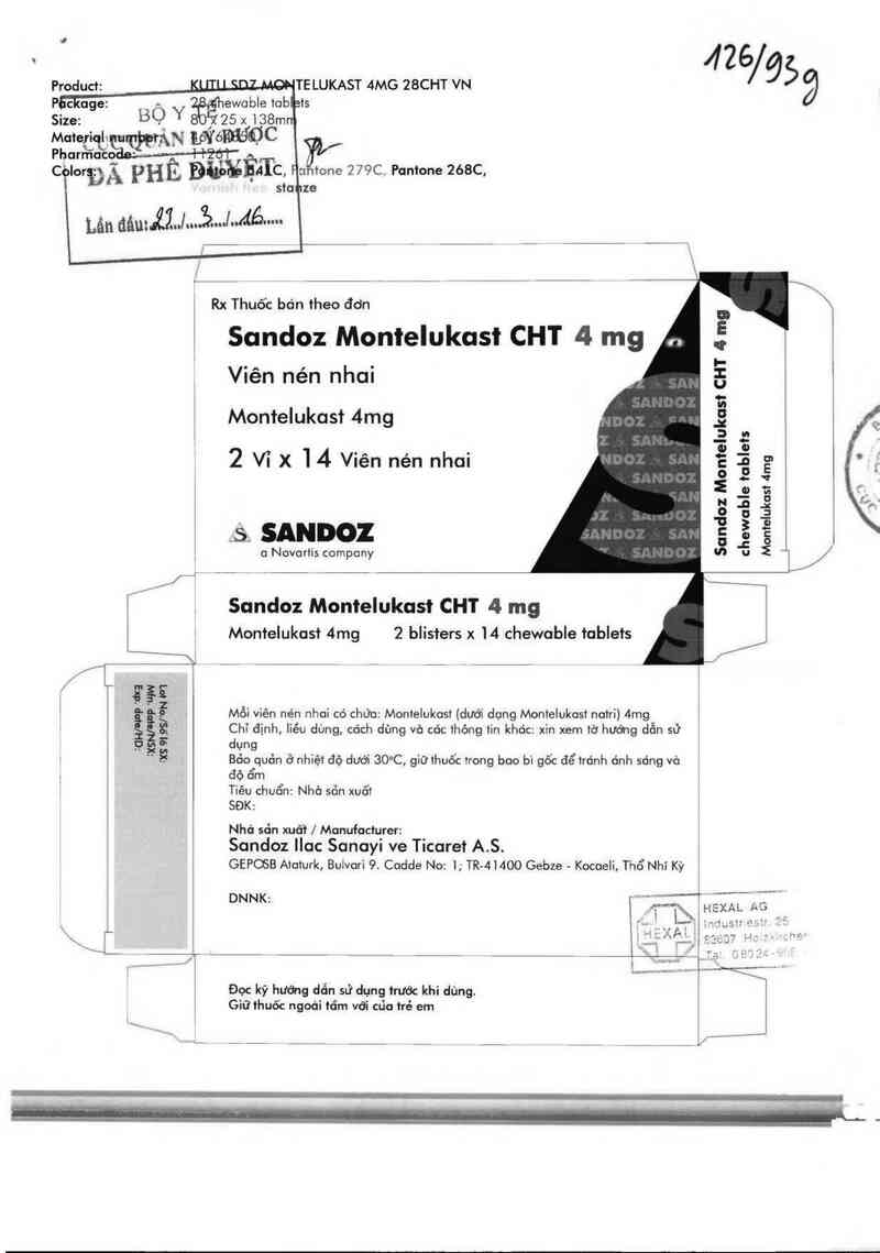 thông tin, cách dùng, giá thuốc Sandoz Montelukast CHT  4mg - ảnh 0