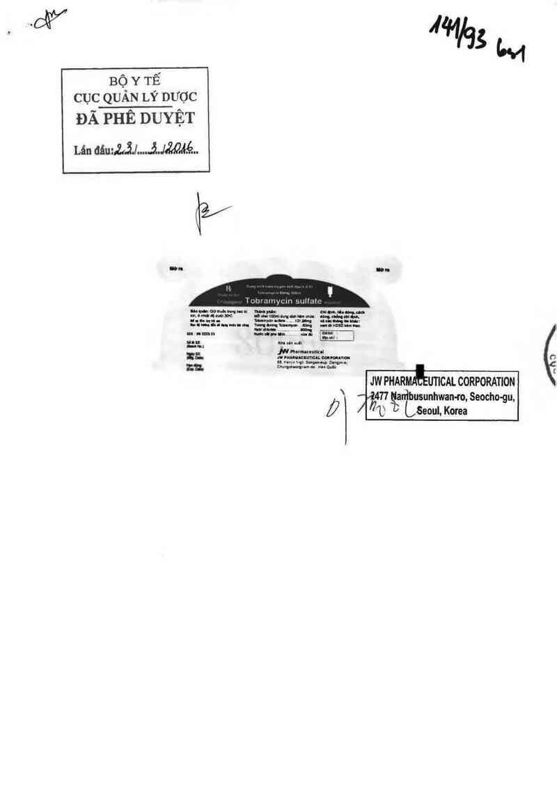 thông tin, cách dùng, giá thuốc Choongwae Tobramycin sulfate injection - ảnh 0