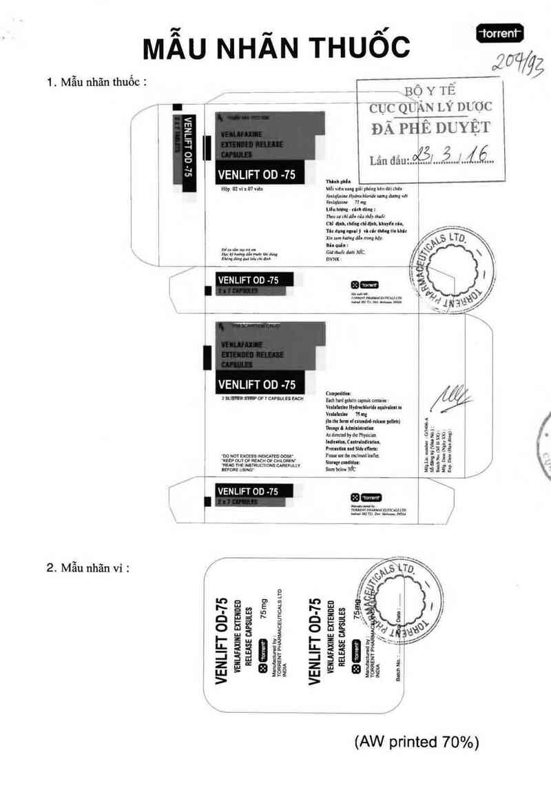 thông tin, cách dùng, giá thuốc Venlift OD 75 - ảnh 0
