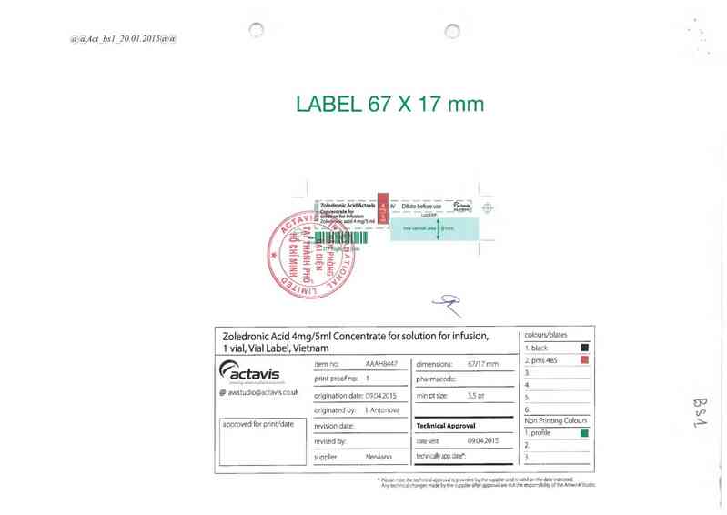 thông tin, cách dùng, giá thuốc Zoledronic acid Actavis 4mg/5ml - ảnh 1