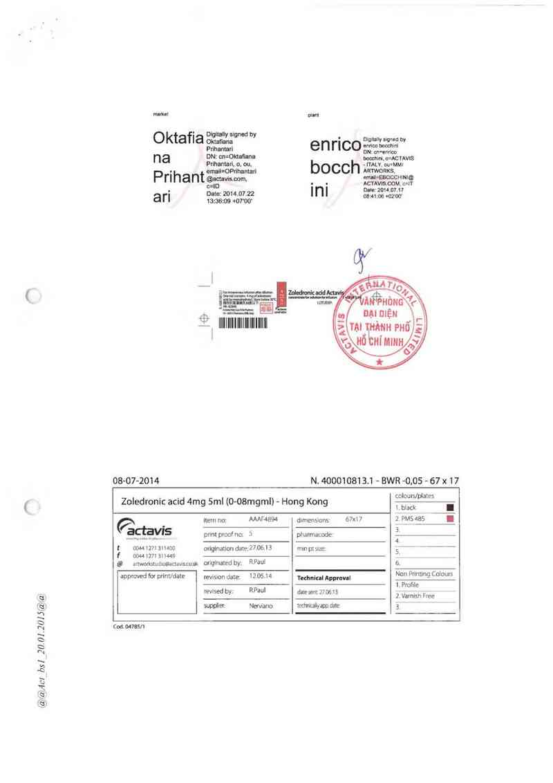 thông tin, cách dùng, giá thuốc Zoledronic acid Actavis 4mg/5ml - ảnh 2