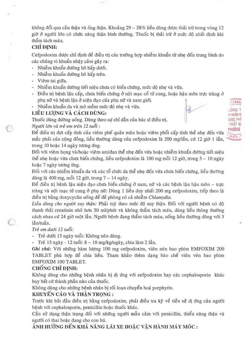 thông tin, cách dùng, giá thuốc Emfoxim 200 - ảnh 2