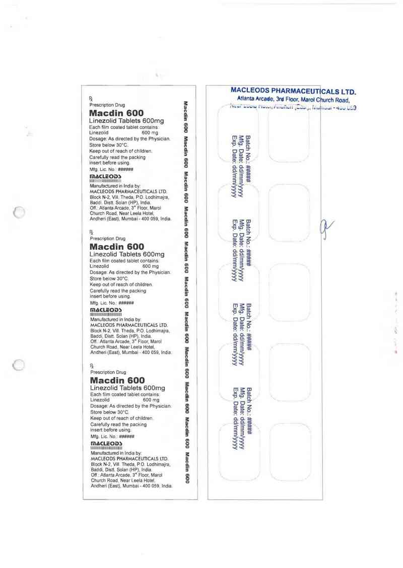 thông tin, cách dùng, giá thuốc Macdin 600 - ảnh 1