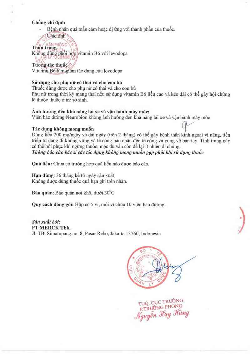 thông tin, cách dùng, giá thuốc Neurobion - ảnh 5