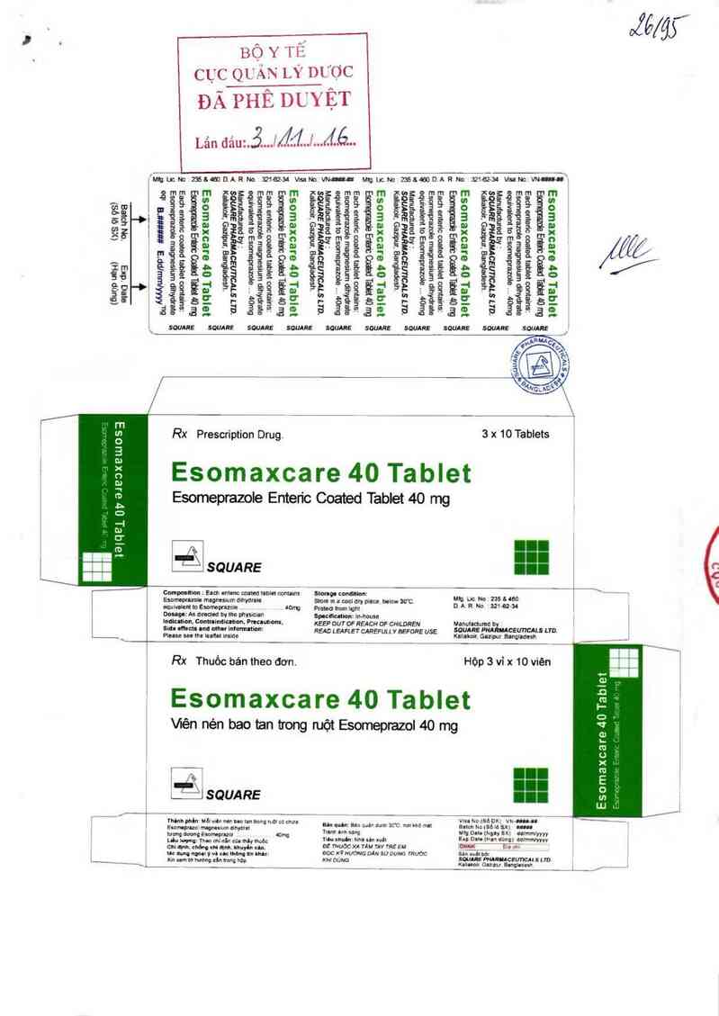 thông tin, cách dùng, giá thuốc Esomaxcare 40 Tablet - ảnh 0