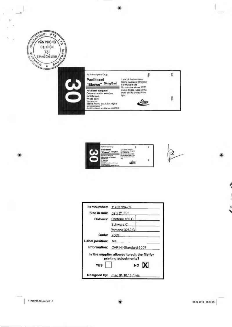 thông tin, cách dùng, giá thuốc Paclitaxel ~Ebewe~ - ảnh 1