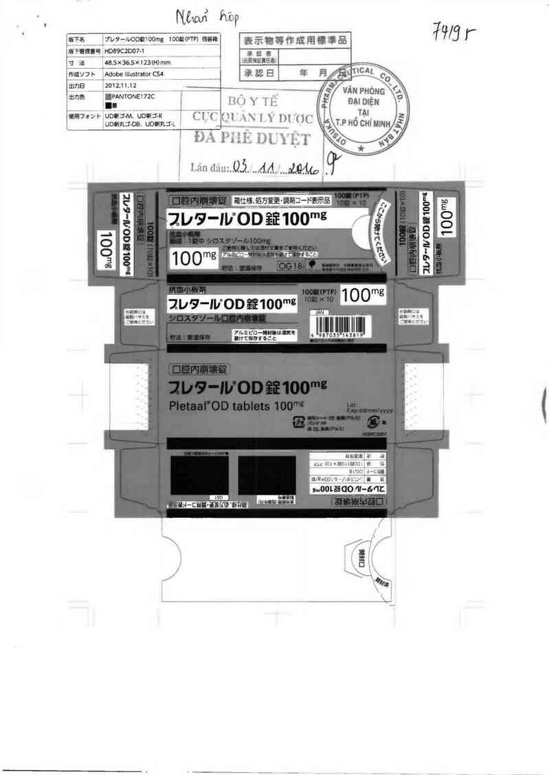 thông tin, cách dùng, giá thuốc Pletaal OD Tablets 100mg - ảnh 0
