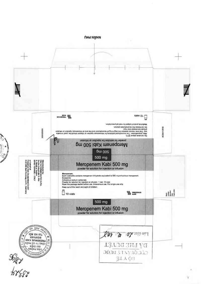 thông tin, cách dùng, giá thuốc Meropenem Kabi 500mg - ảnh 0