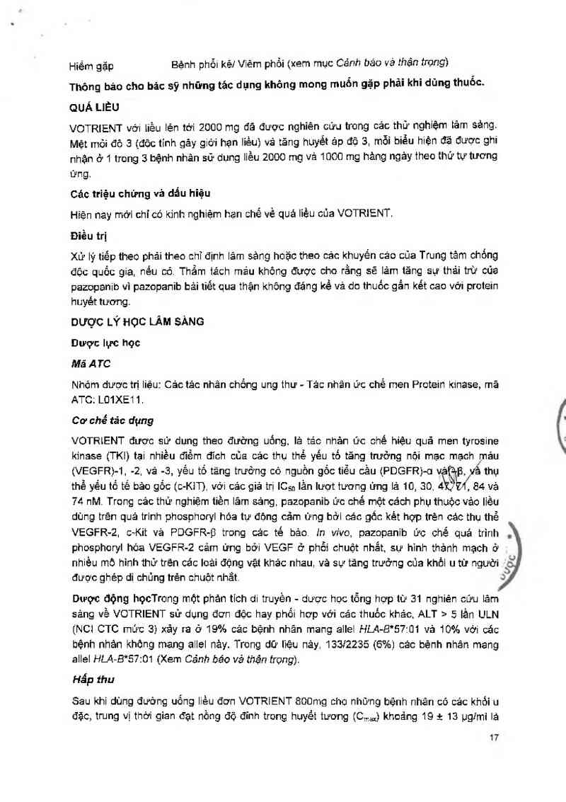 thông tin, cách dùng, giá thuốc Votrient 200 mg - ảnh 20