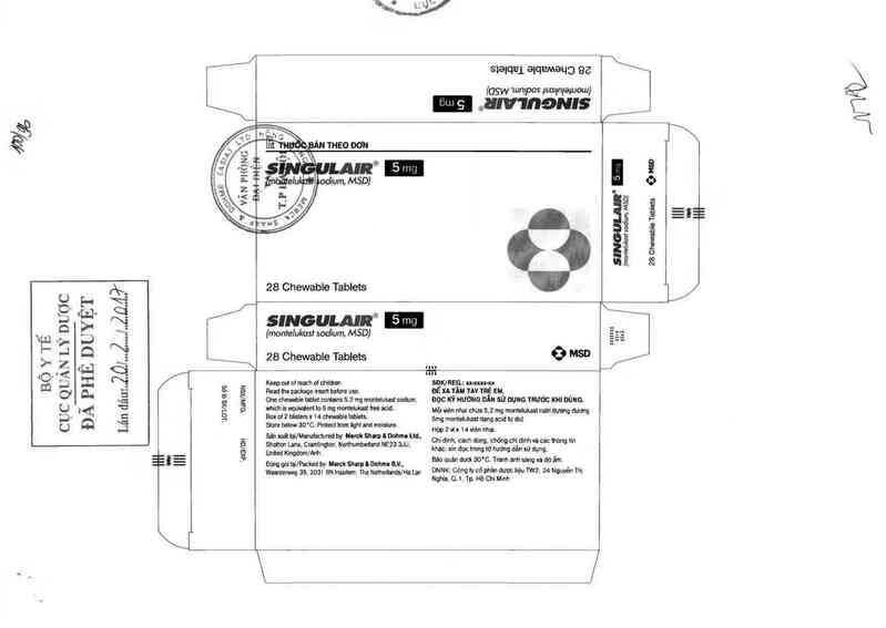 thông tin, cách dùng, giá thuốc Singulair 5mg - ảnh 0