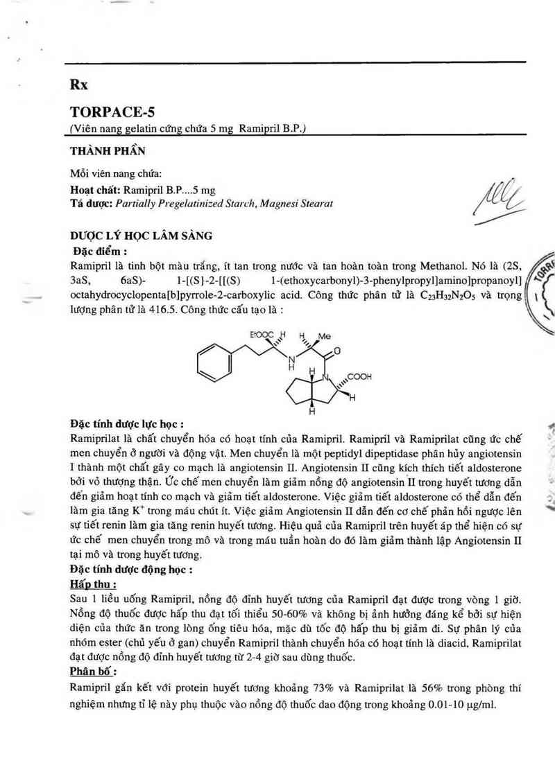 thông tin, cách dùng, giá thuốc Torpace-5 - ảnh 1