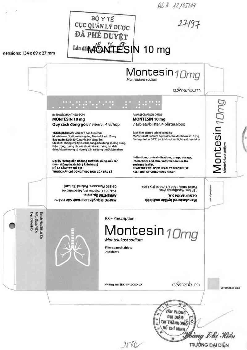 thông tin, cách dùng, giá thuốc Montesin 10mg - ảnh 0