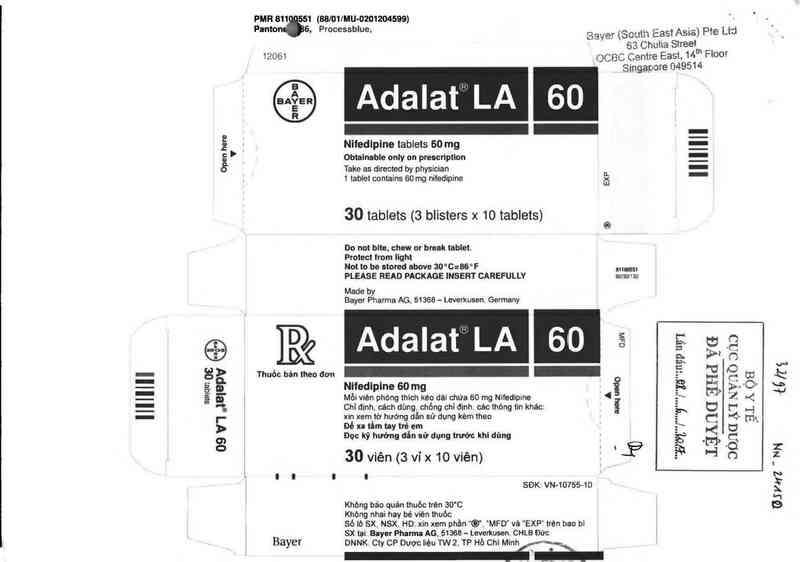 thông tin, cách dùng, giá thuốc Adalat LA 60mg - ảnh 0