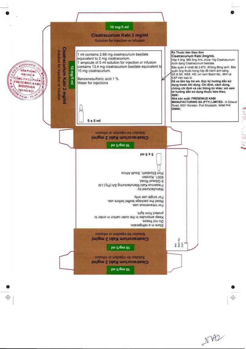 thông tin, cách dùng, giá thuốc Cisatracurium Kabi 2mg/ml - ảnh 3