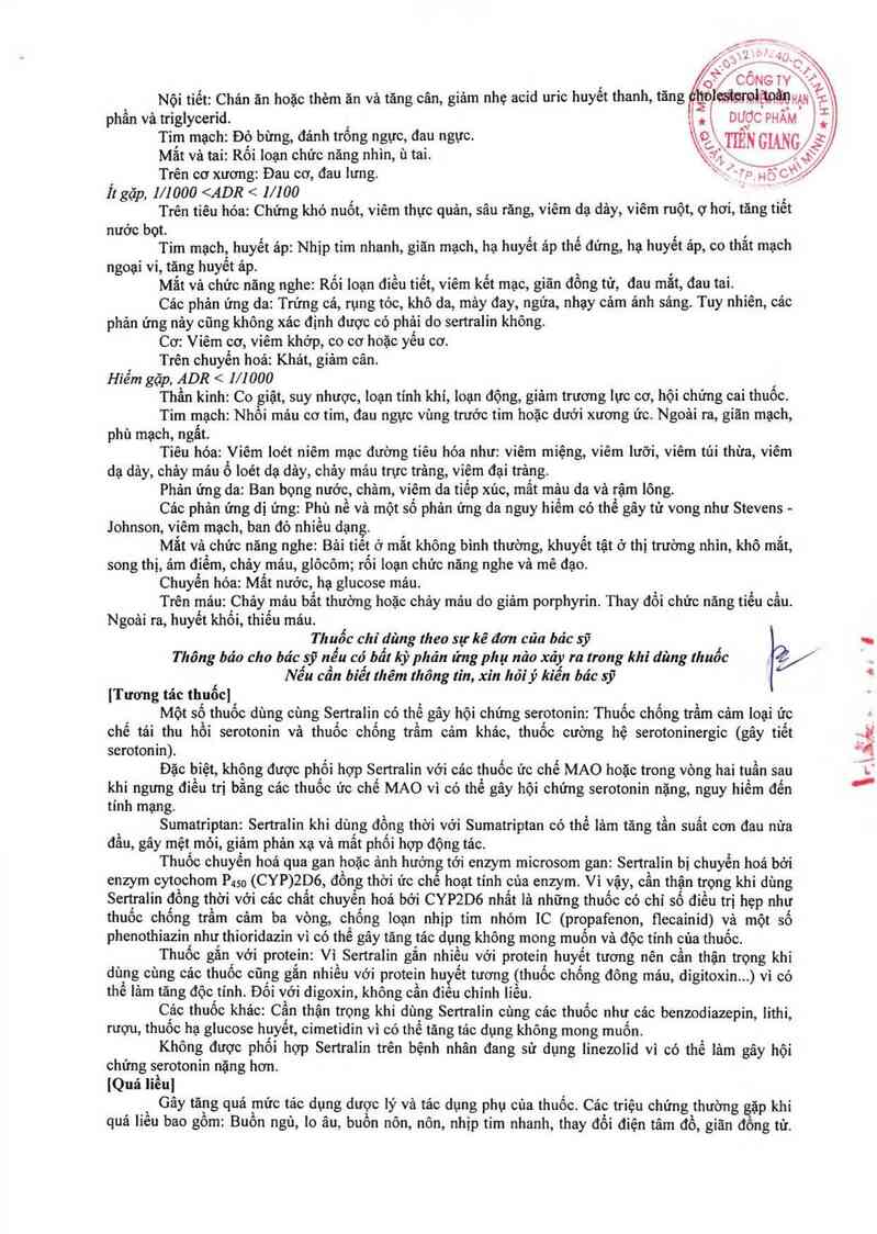 thông tin, cách dùng, giá thuốc Sertil 100 - ảnh 3