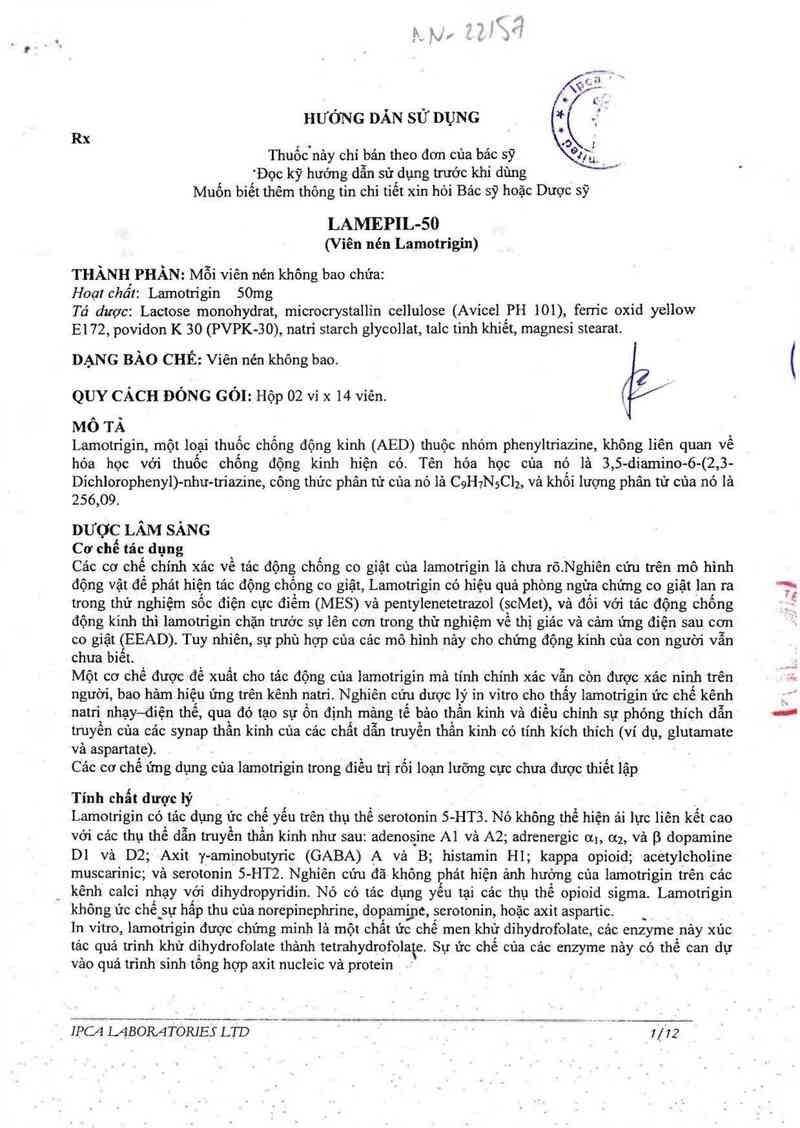 thông tin, cách dùng, giá thuốc Lamepil-50 - ảnh 2